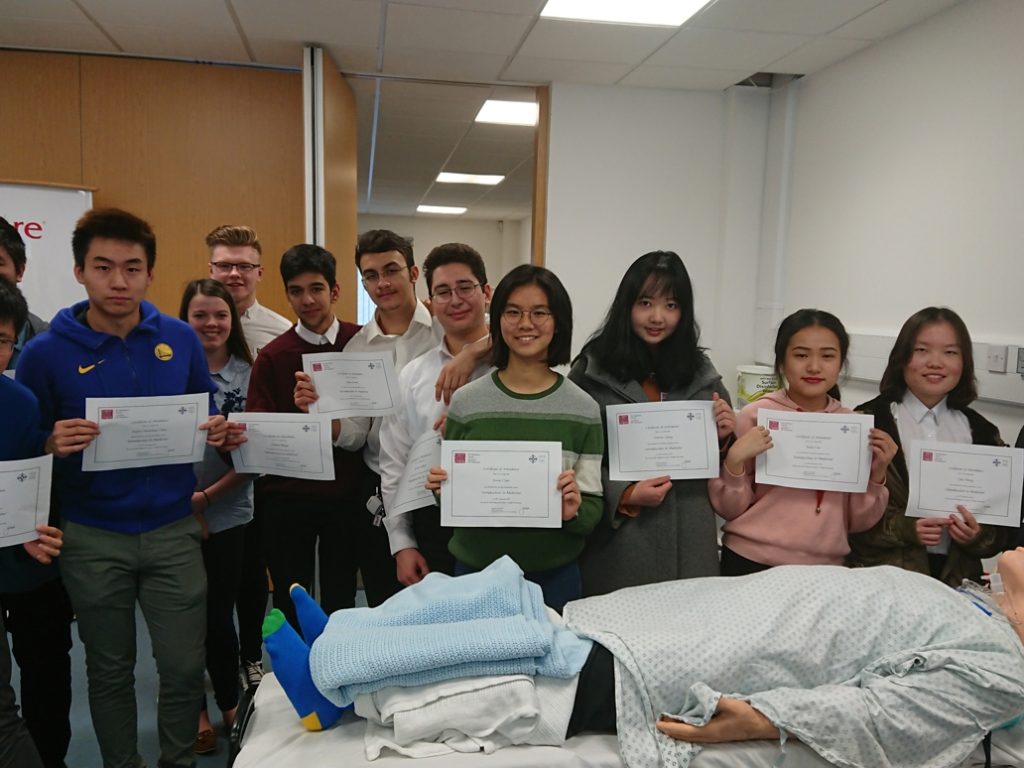 students visiting a medical simulation centre