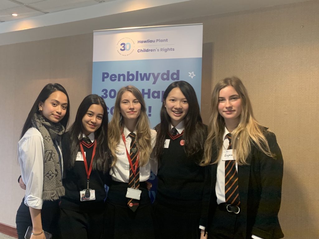 students from a private school in Cardiff attending the 30th anniversary of the United Nations Children's Rights Convention