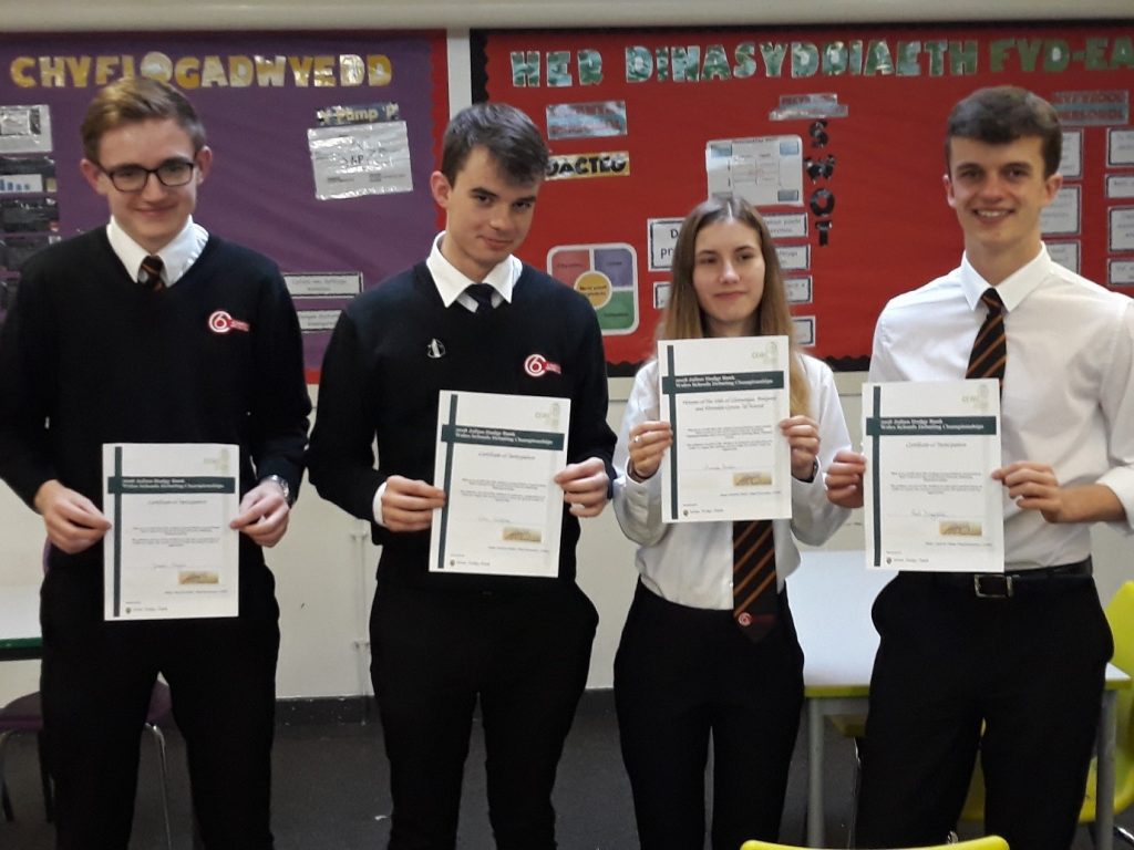 children from a private school in wales with debate awards