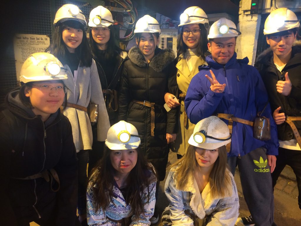 students wearing helmets