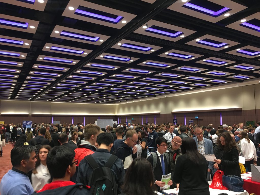 Students gathering for a conference