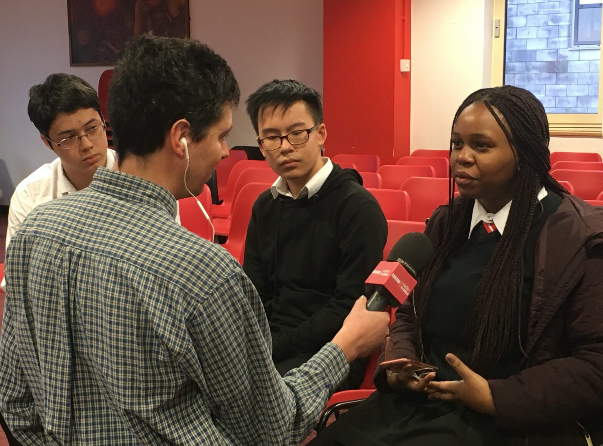 BBC Radio Wales interview Cardiff Sixth Form College students regarding UN Model Conference in Senedd, Cardiff Bay