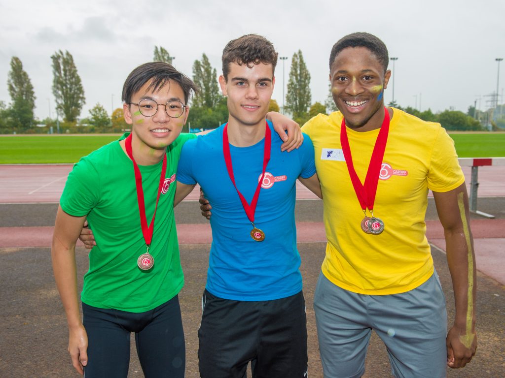 Students wearing medals