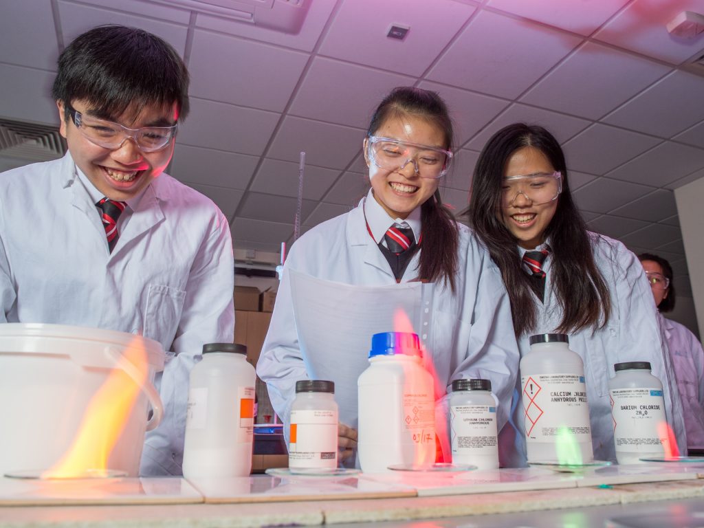 children experimenting with chemicals