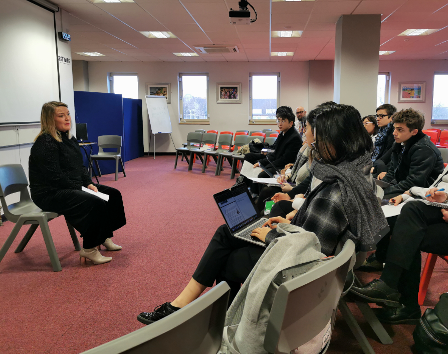 Bethan Sayed AM visiting a sixth form college in Cardiff