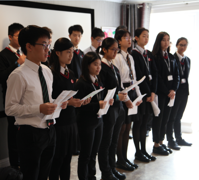 students from a top sixth form college reciting poetry