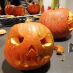 pumpkins carved by students at a top sixth form College