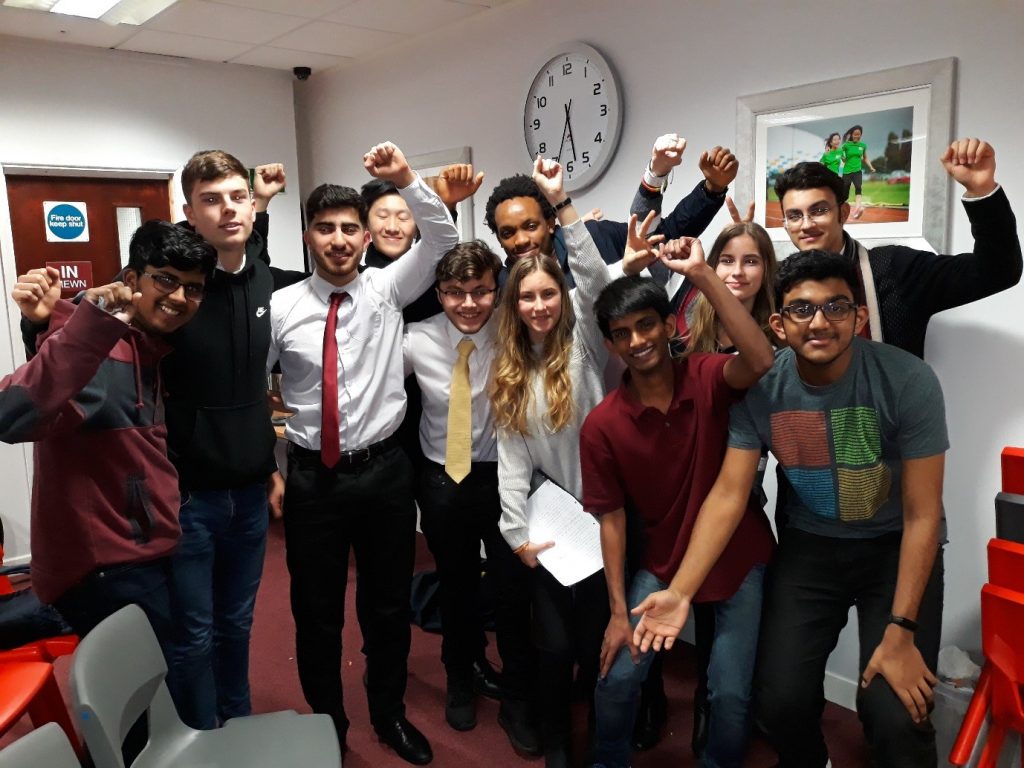 students from a private school in wales cheering