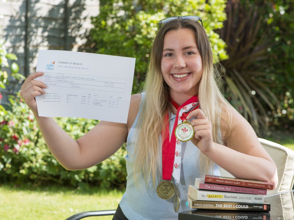 Student celebrating A Level results