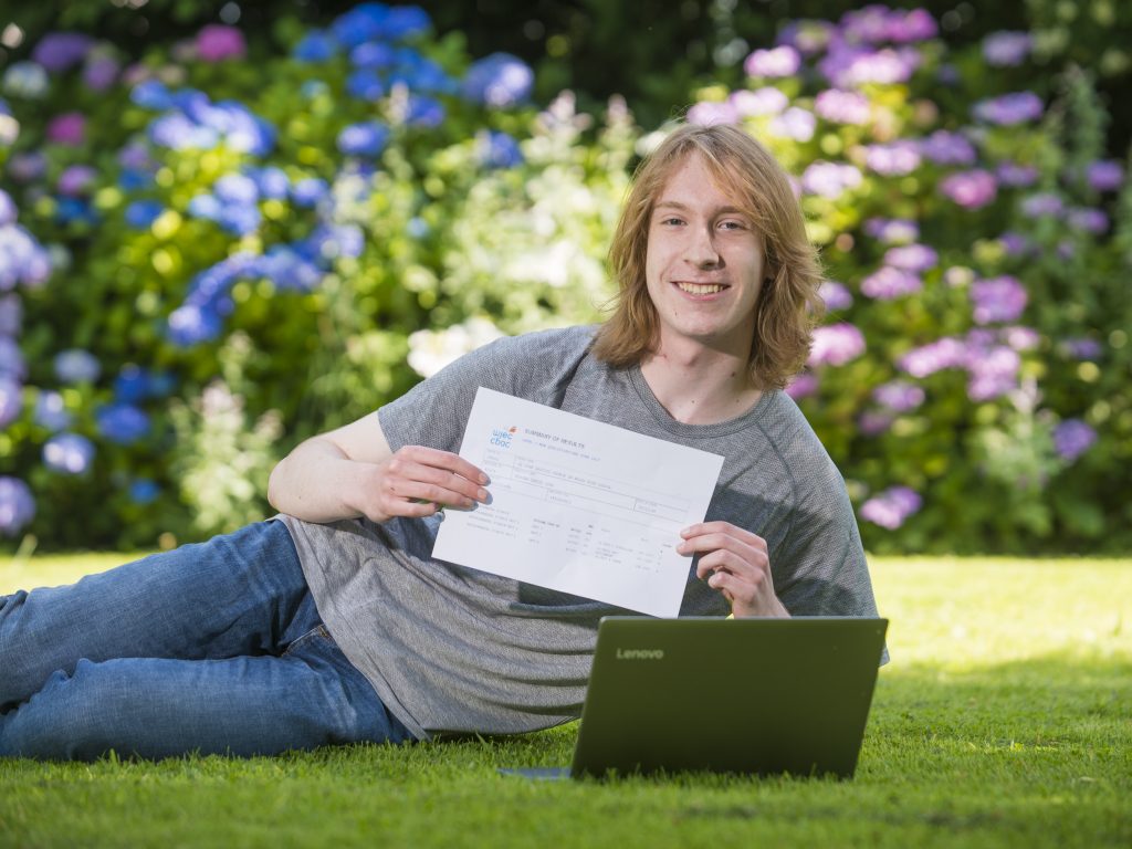 Student celebrating A Level results